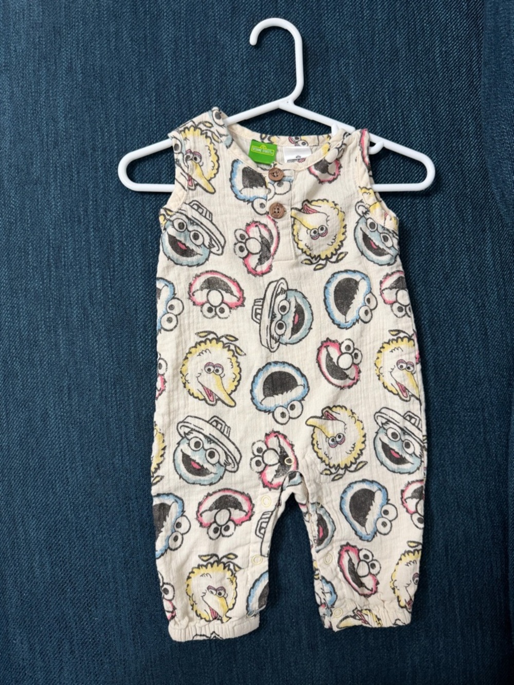 Sesame Street Baby Romper 0–3 Months Elmo Big Bird Oscar Cotton Jumpsuit